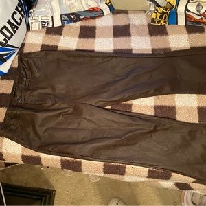 Chocolate leather flare pants